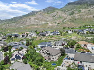 Aerial view with a residential view and a mountain view