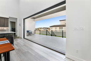 Wooden terrace with a residential view
