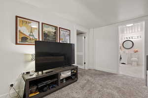 Basement level bedroom with closet and en suite bathroom