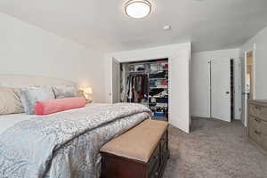 Primary bedroom with extra large closet and linen closet for plenty of storage.