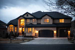 View of front of property at night