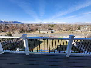 Wooden terrace with a mountain view