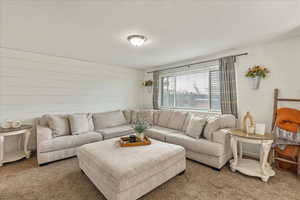 View of carpeted living room