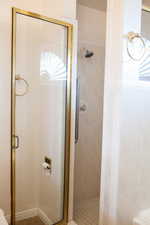 Bathroom with a shower stall