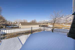 Wooden terrace with a mountain view