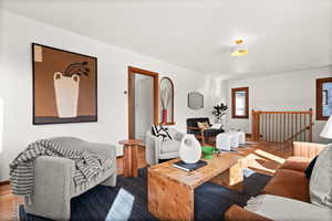 Living room with wood finished floors