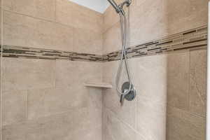 Room details with a tile shower