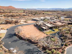 Drone / aerial view featuring a mountain view