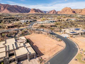 Drone / aerial view with a mountain view