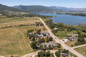 Drone / aerial view of a water and mountain view