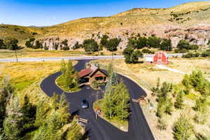 Drone / aerial view with a mountain view