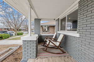 Exterior space with covered porch