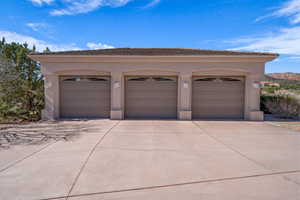 View of detached garage