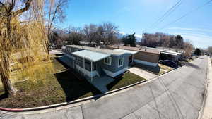 Exterior space with metal roof