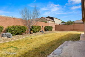 View of yard featuring a fenced backyard