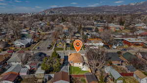 Bird's eye view with a residential view and a mountain view