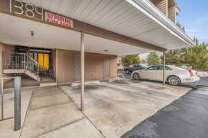 View of covered parking lot
