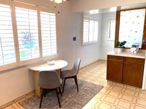 Dining space with light floors