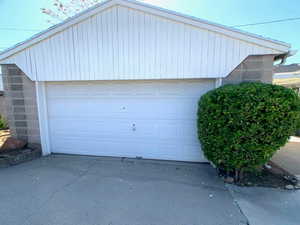 View of detached garage