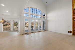 Massive Vaulted Ceiling with Future Fireplace in Right Wall