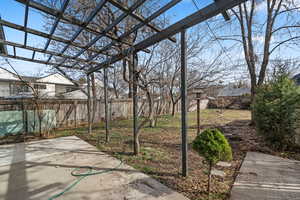 View of yard with a patio area and fence