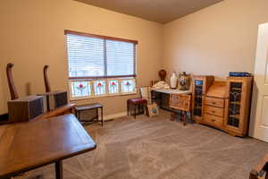 Office space featuring carpet flooring and baseboards