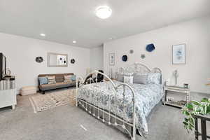 Bedroom with carpet and recessed lighting