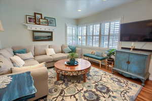 Living room with wood finished floors