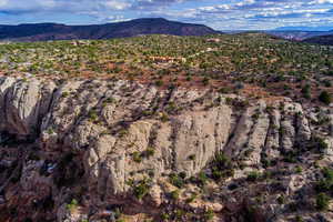 Aerial view featuring a mountain view