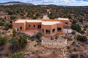 Aerial view featuring a mountain view