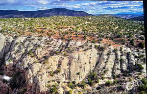 Bird's eye view with a mountain view