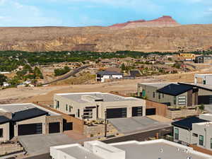 View of mountain background with nearby suburban area