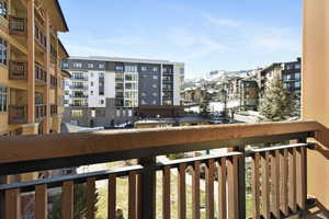 Balcony with a mountain view