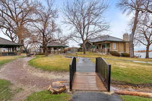 Exterior space with a yard