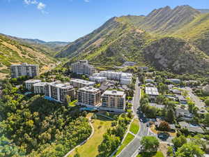 Aerial view of a mountainous background