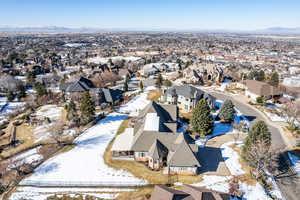 Birds eye view of property with a residential view