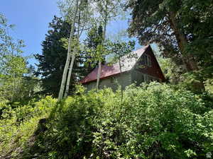 View of home's exterior featuring metal roof