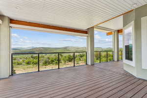 Wooden terrace with a mountain view