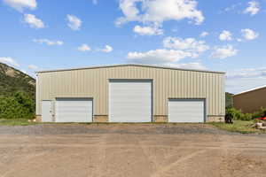 View of detached garage