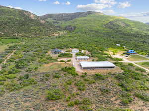Bird's eye view of a mountain backdrop