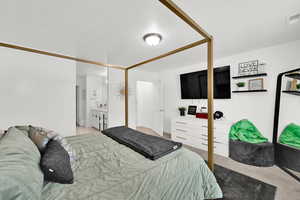 Bedroom featuring carpet floors and visible vents