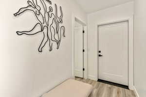 Entryway featuring light wood-type flooring