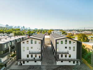 Drone / aerial view with a city view