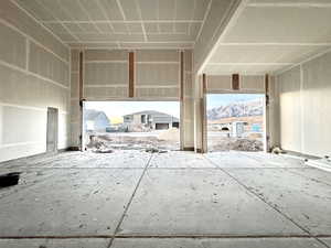 Garage with a mountain view