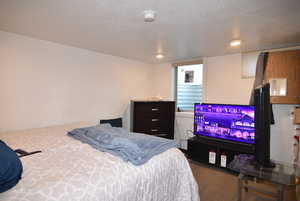 Bedroom #4 located in the downstairs with upgraded windows and built-in drawers.