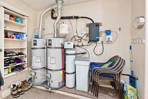 Utilities featuring strapped water heater