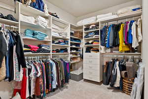 Spacious closet featuring carpet floors