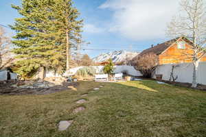 View of yard featuring a fenced backyard