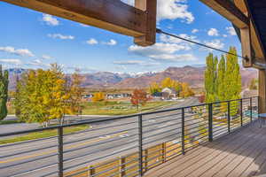 Exterior space with a mountain view