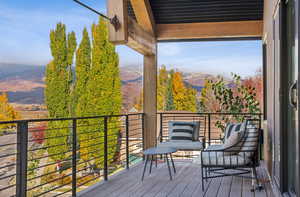 Balcony with a mountain view